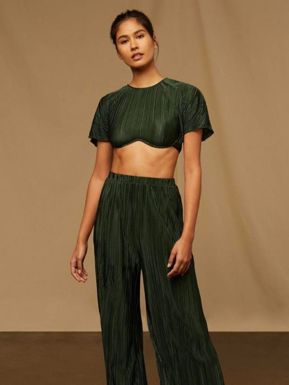 Onia Plisse Underwire Top | Forest Green